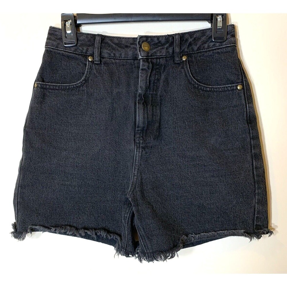 Afends Shorts Womens 26 Black Denim Cut Off 100% Organic‎ Cotton Shelby